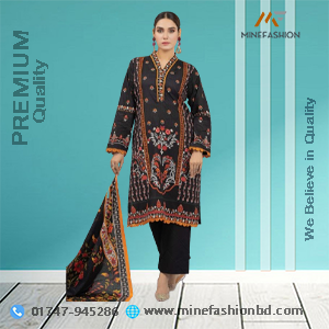 Luxury Pakistani Digital Print Lawn Cotton Three Piece.