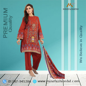 Luxury Pakistani Digital Print Lawn Cotton Three Piece.